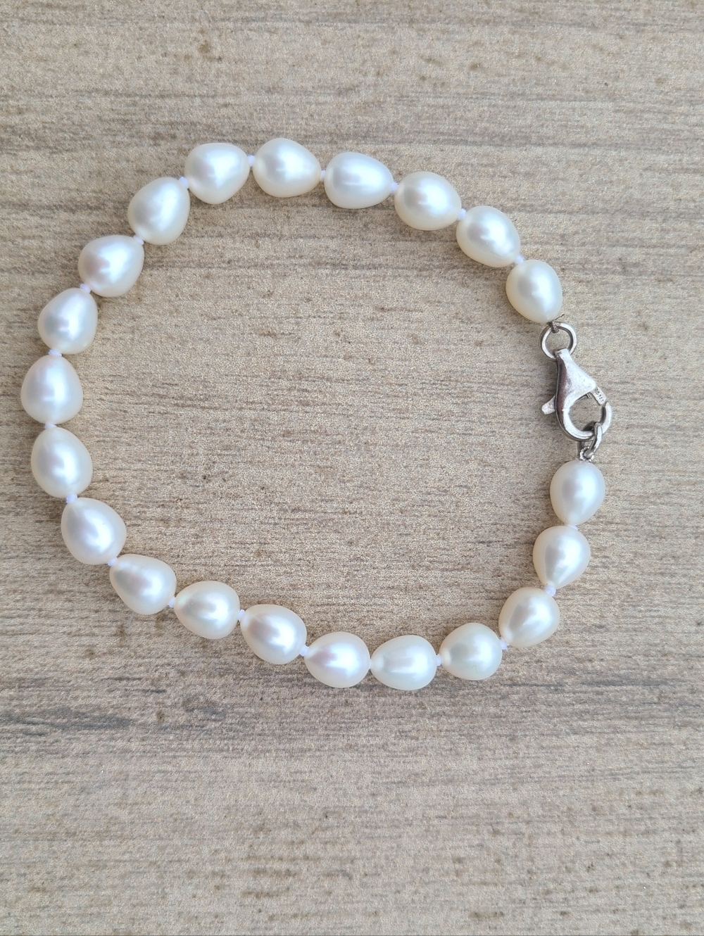 925 Sterling Silver Fresh Water Pearl Bracelet 8"